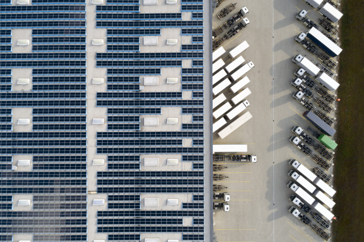 Industrial Building with Solar and EV Chargers