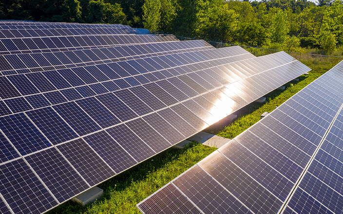 A solar panel field capturing renewable solar energy